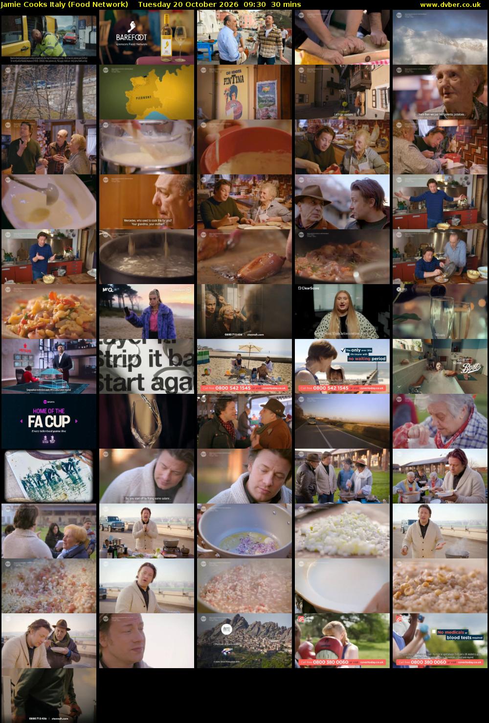 Jamie Cooks Italy (Food Network) Tuesday 20 October 2026 09:30 - 10:00