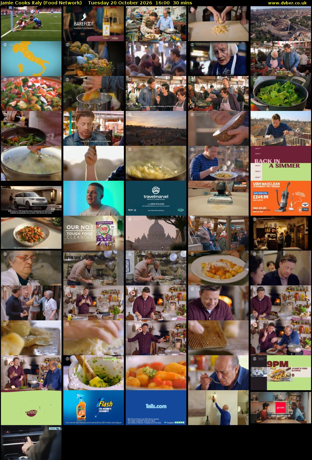 Jamie Cooks Italy (Food Network) Tuesday 20 October 2026 16:00 - 16:30
