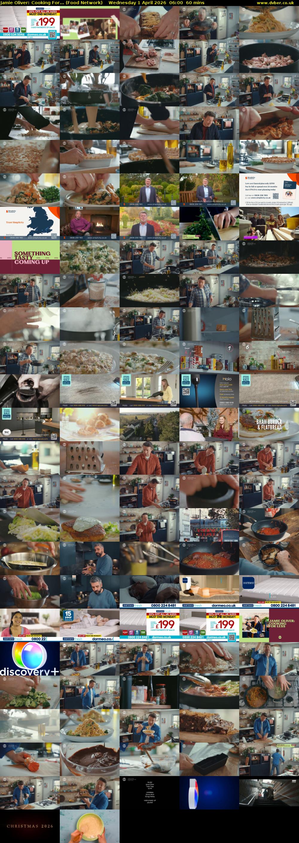Jamie Oliver: Cooking For... (Food Network) Wednesday 1 April 2026 06:00 - 07:00