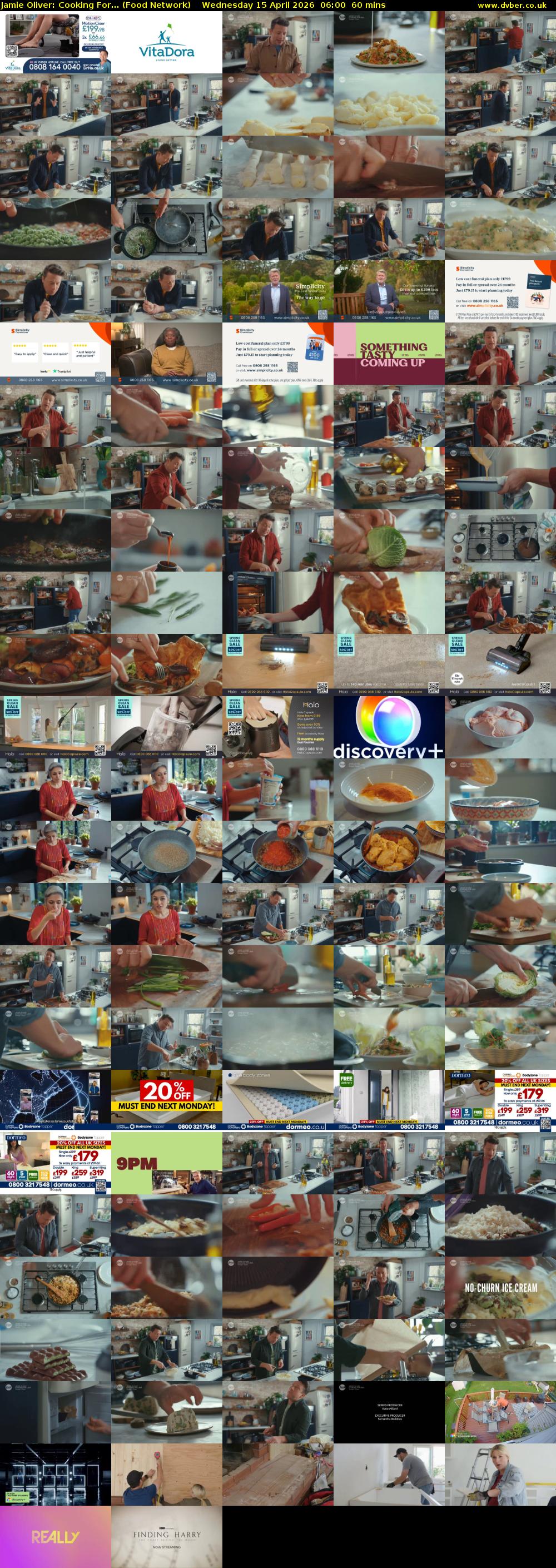 Jamie Oliver: Cooking For... (Food Network) Wednesday 15 April 2026 06:00 - 07:00
