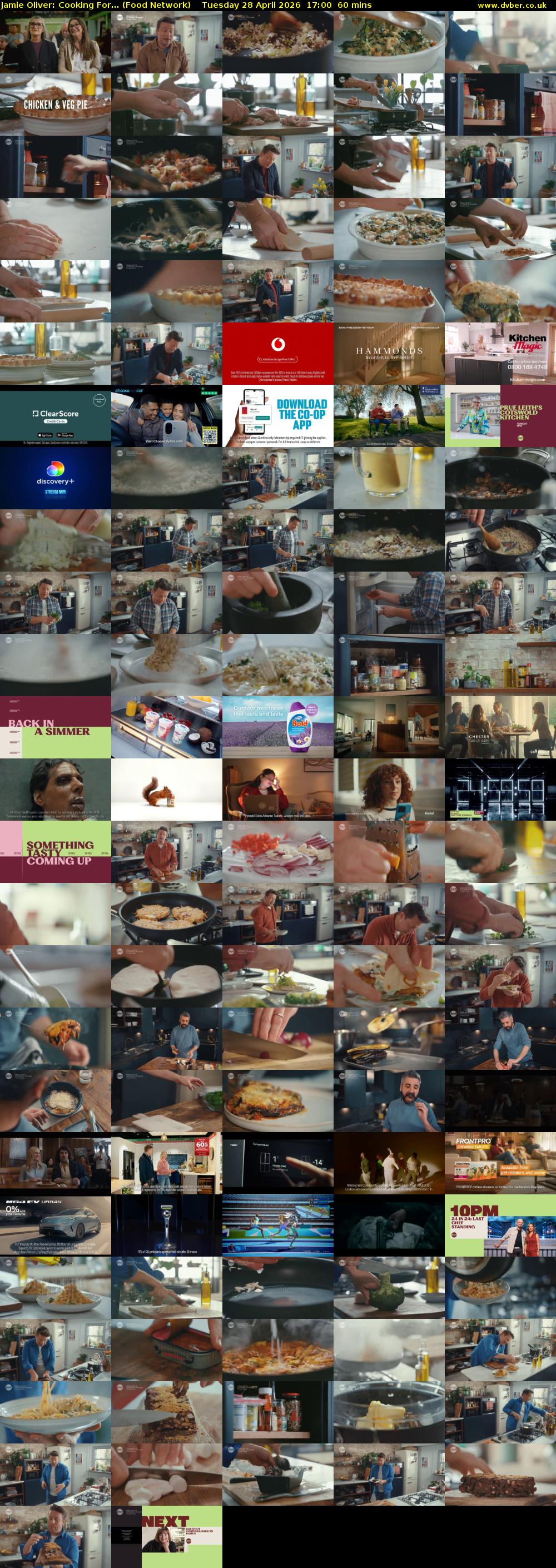 Jamie Oliver: Cooking For... (Food Network) Tuesday 28 April 2026 17:00 - 18:00