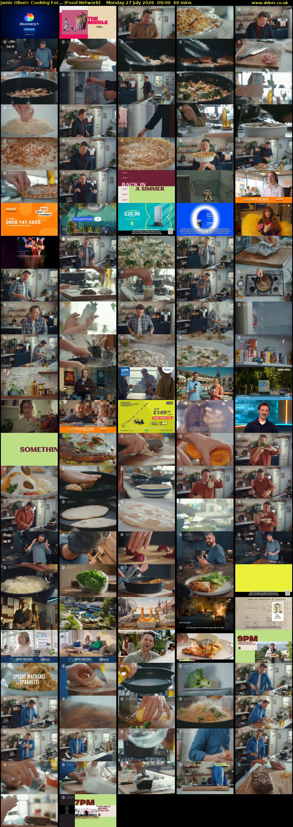 Jamie Oliver: Cooking For... (Food Network) Monday 27 July 2026 09:00 - 10:00
