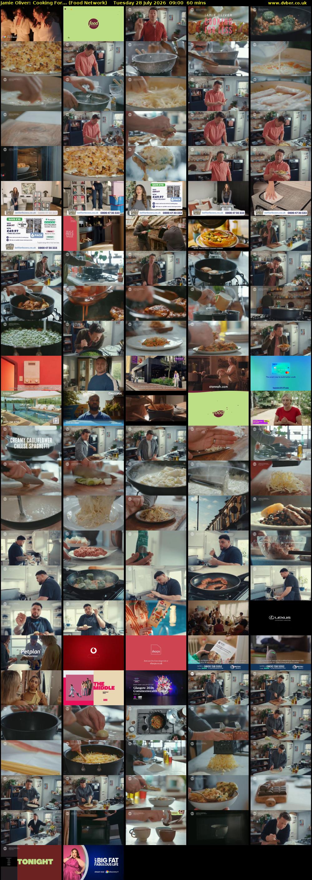 Jamie Oliver: Cooking For... (Food Network) Tuesday 28 July 2026 09:00 - 10:00