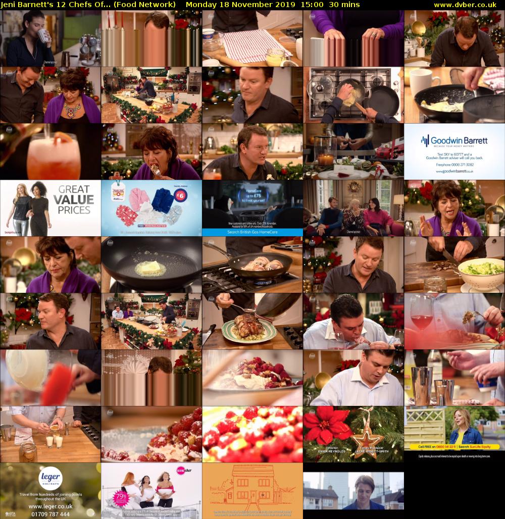 Jeni Barnett's 12 Chefs Of... (Food Network) Monday 18 November 2019 15:00 - 15:30