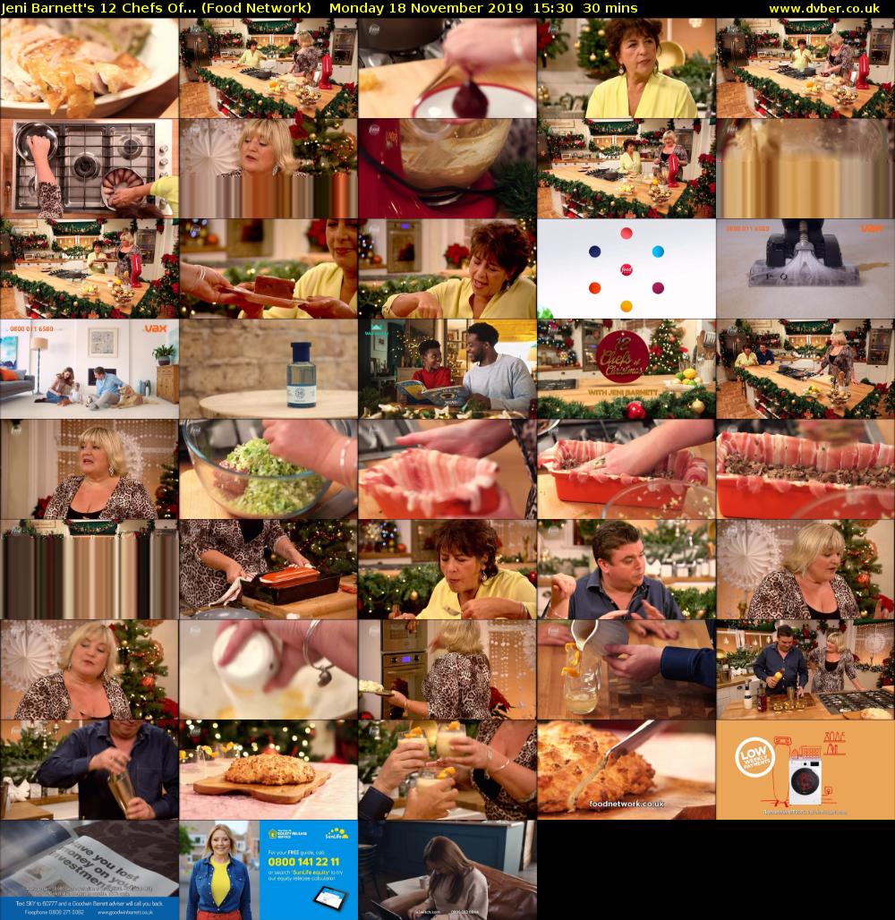 Jeni Barnett's 12 Chefs Of... (Food Network) Monday 18 November 2019 15:30 - 16:00