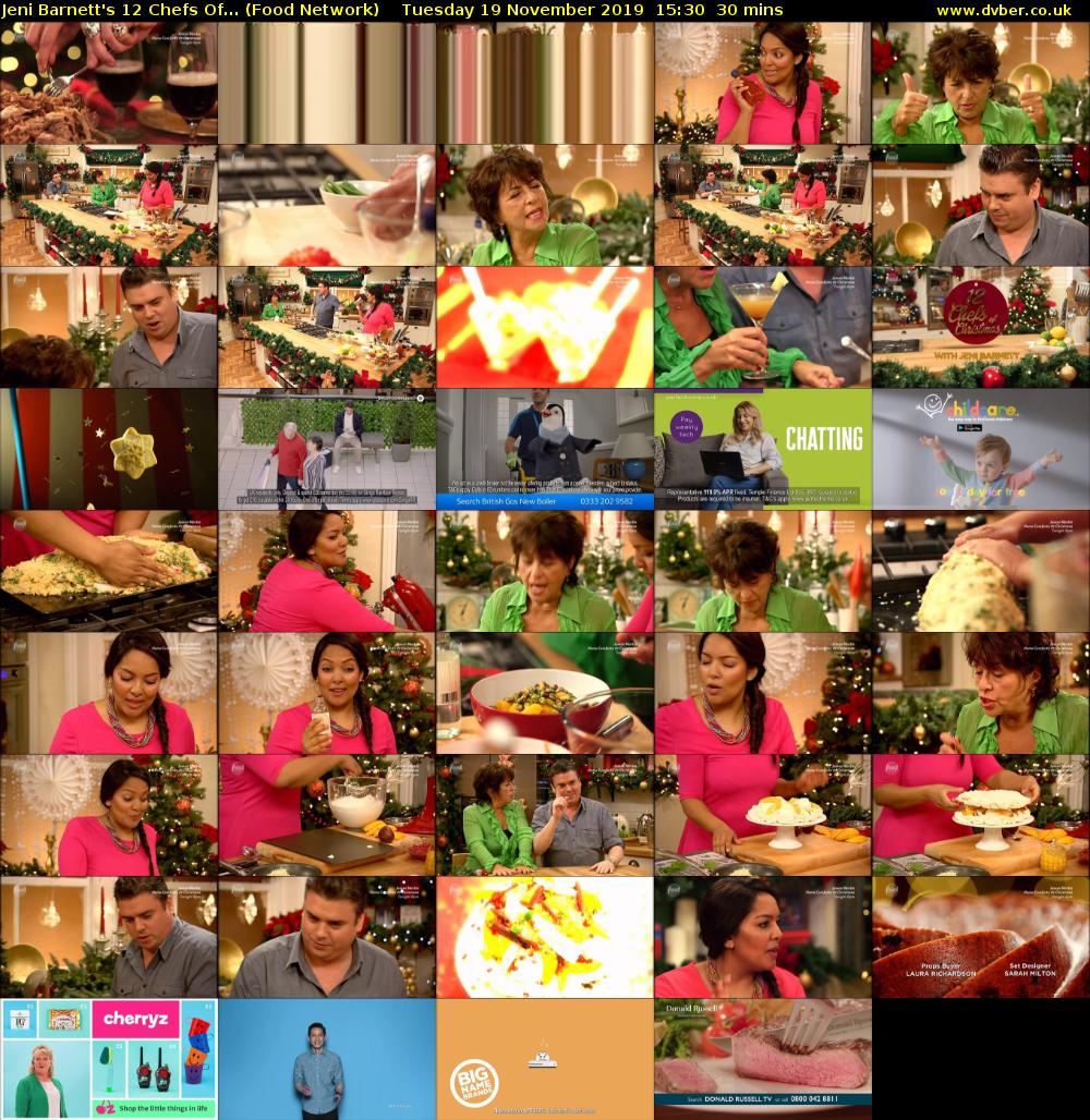 Jeni Barnett's 12 Chefs Of... (Food Network) Tuesday 19 November 2019 15:30 - 16:00