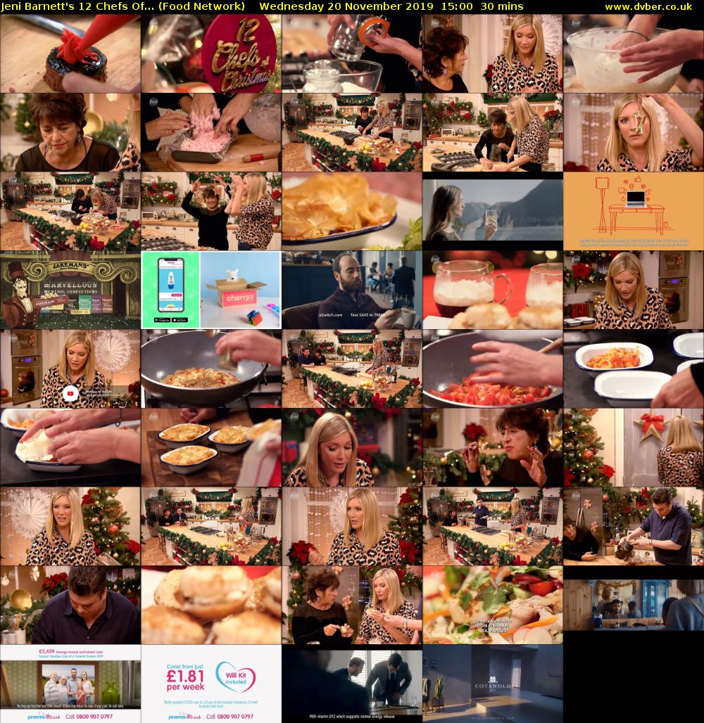 Jeni Barnett's 12 Chefs Of... (Food Network) Wednesday 20 November 2019 15:00 - 15:30