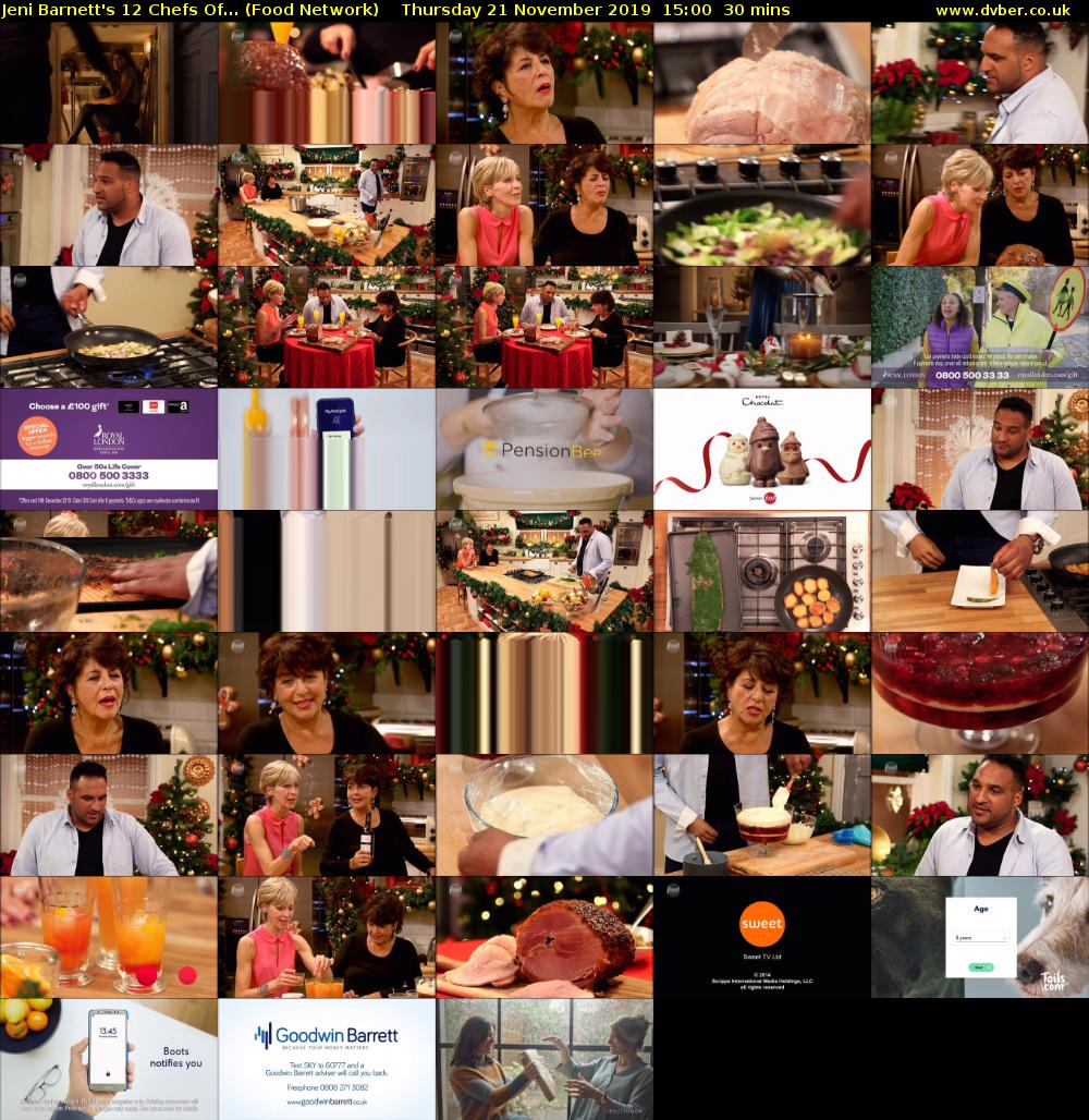 Jeni Barnett's 12 Chefs Of... (Food Network) Thursday 21 November 2019 15:00 - 15:30