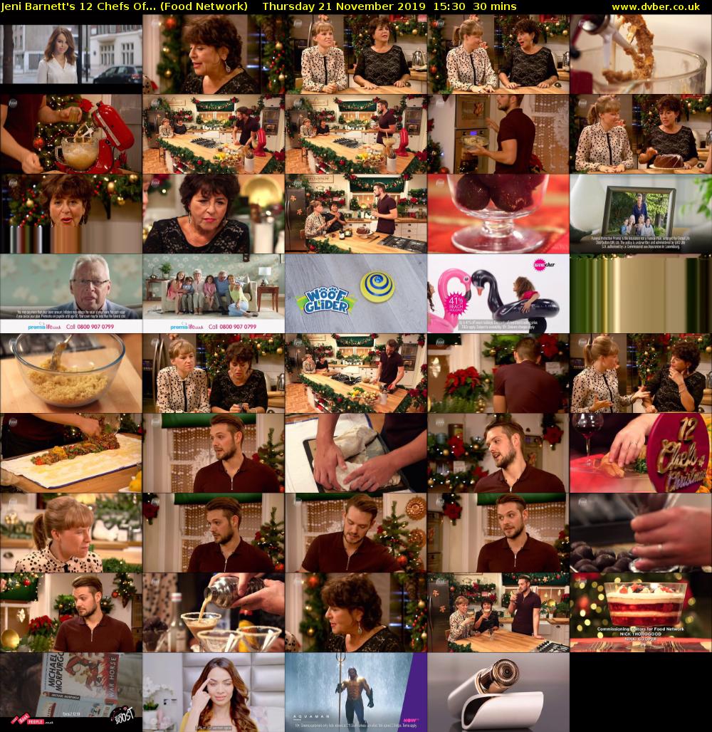 Jeni Barnett's 12 Chefs Of... (Food Network) Thursday 21 November 2019 15:30 - 16:00