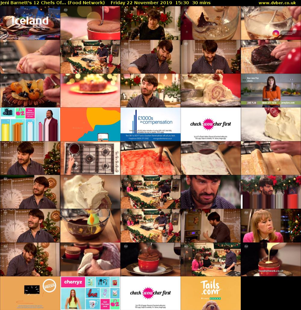Jeni Barnett's 12 Chefs Of... (Food Network) Friday 22 November 2019 15:30 - 16:00