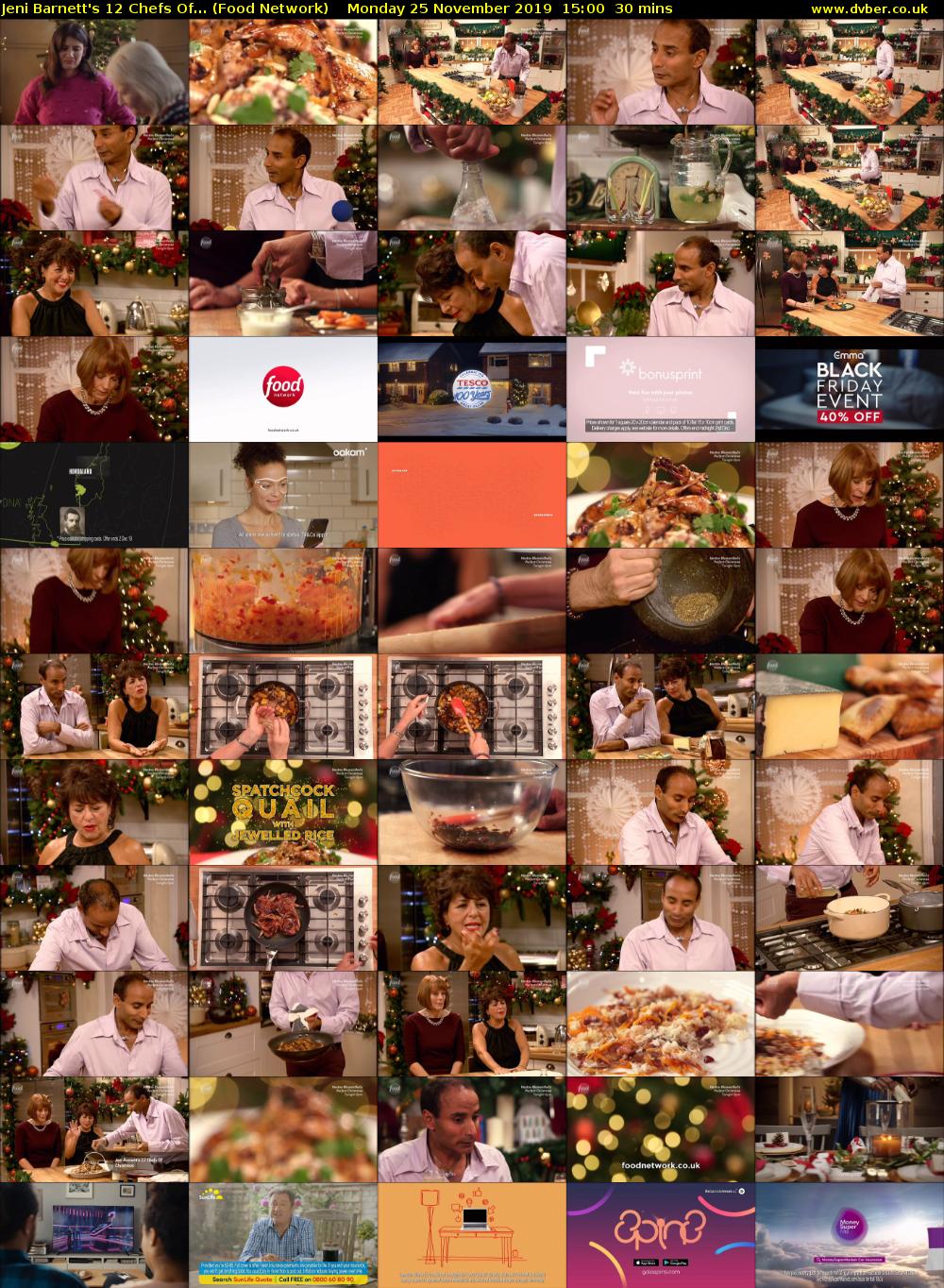 Jeni Barnett's 12 Chefs Of... (Food Network) Monday 25 November 2019 15:00 - 15:30