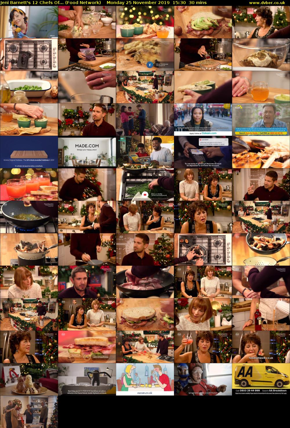 Jeni Barnett's 12 Chefs Of... (Food Network) Monday 25 November 2019 15:30 - 16:00