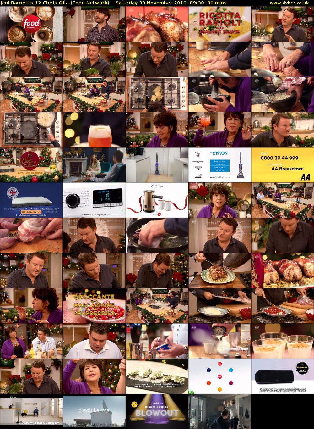 Jeni Barnett's 12 Chefs Of... (Food Network) Saturday 30 November 2019 09:30 - 10:00