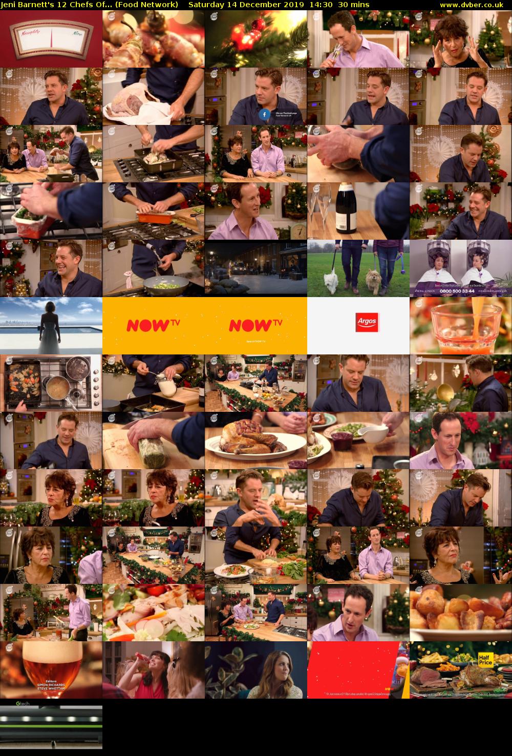 Jeni Barnett's 12 Chefs Of... (Food Network) Saturday 14 December 2019 14:30 - 15:00