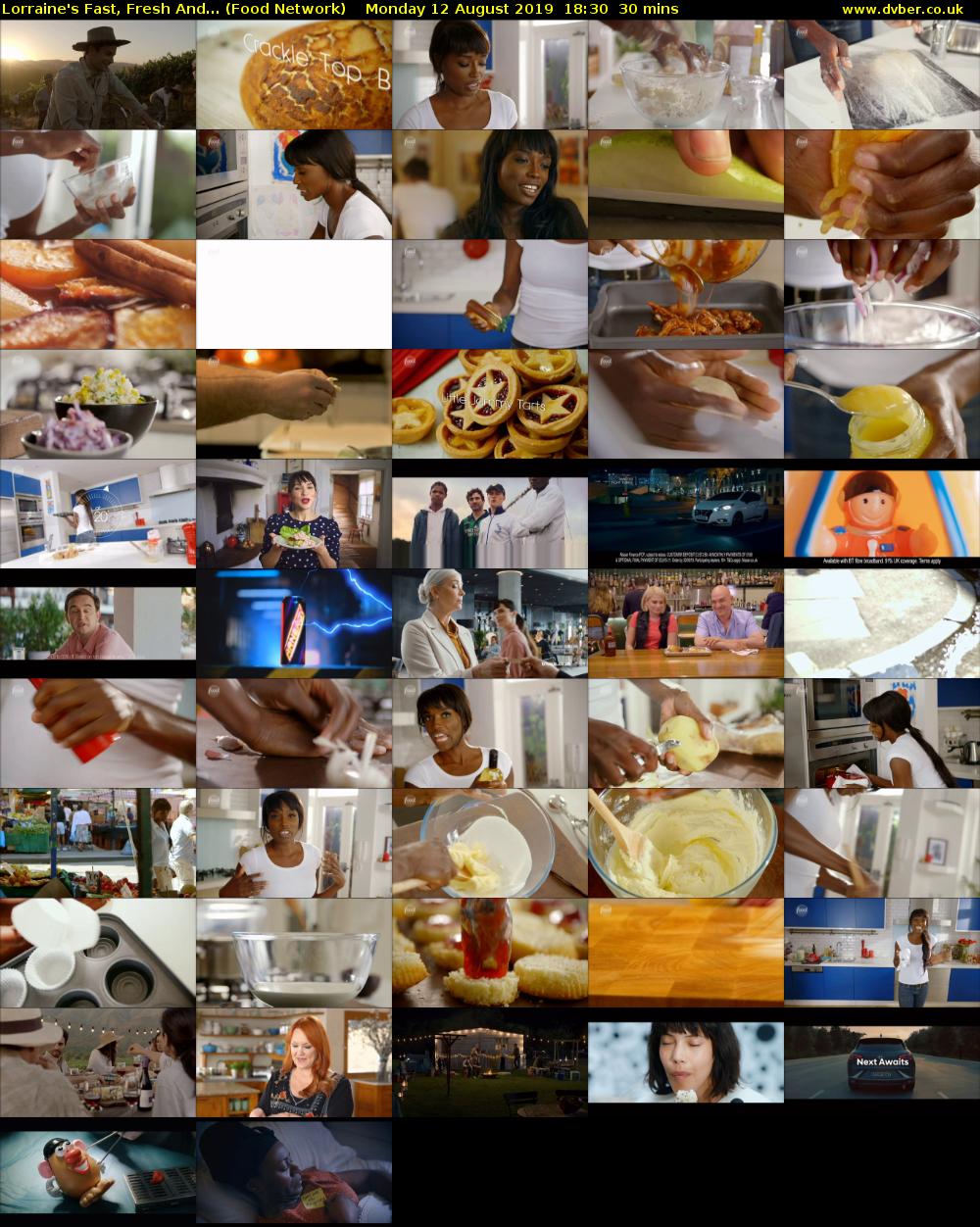 Lorraine's Fast, Fresh And... (Food Network) Monday 12 August 2019 18:30 - 19:00