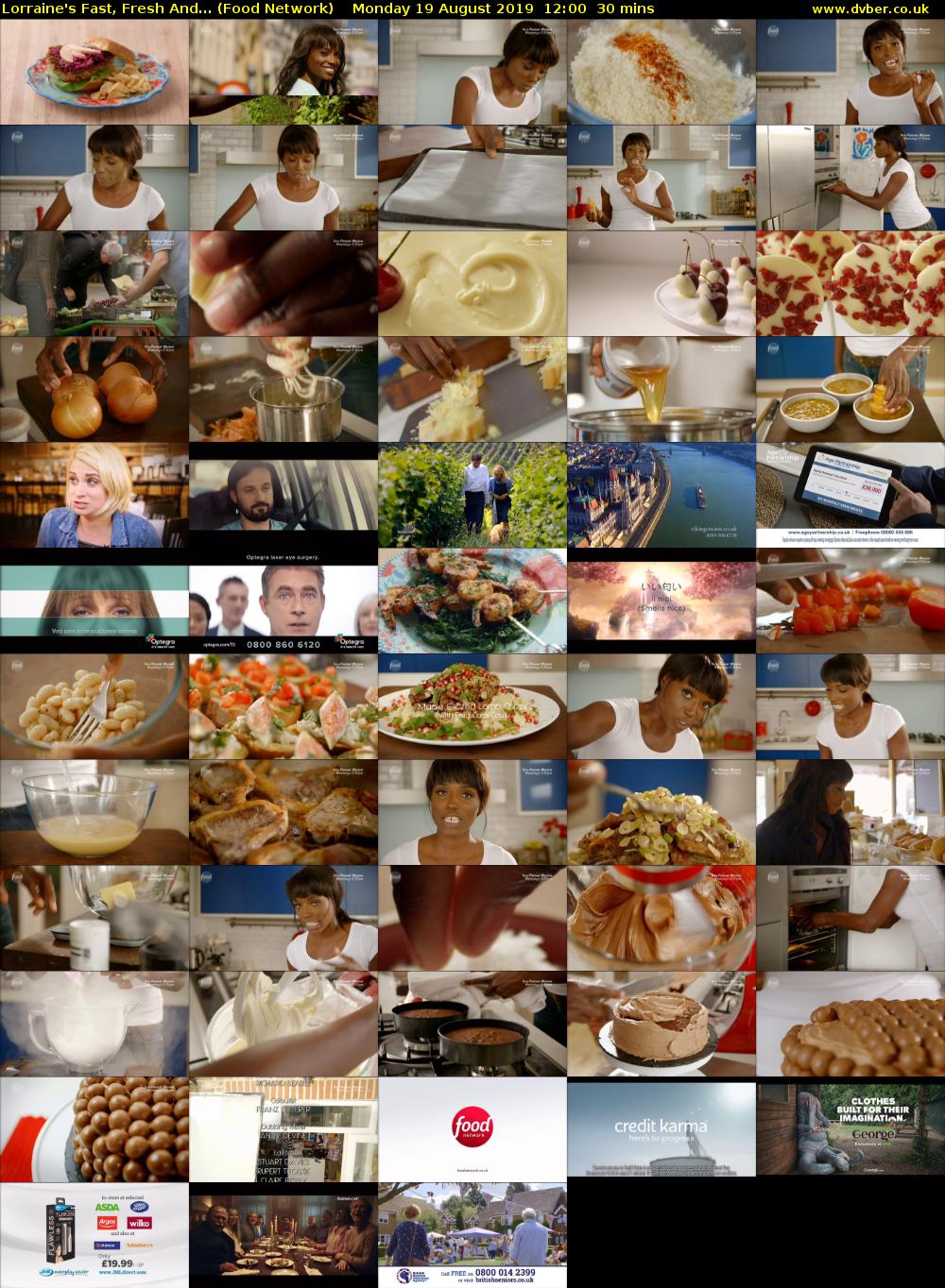 Lorraine's Fast, Fresh And... (Food Network) Monday 19 August 2019 12:00 - 12:30