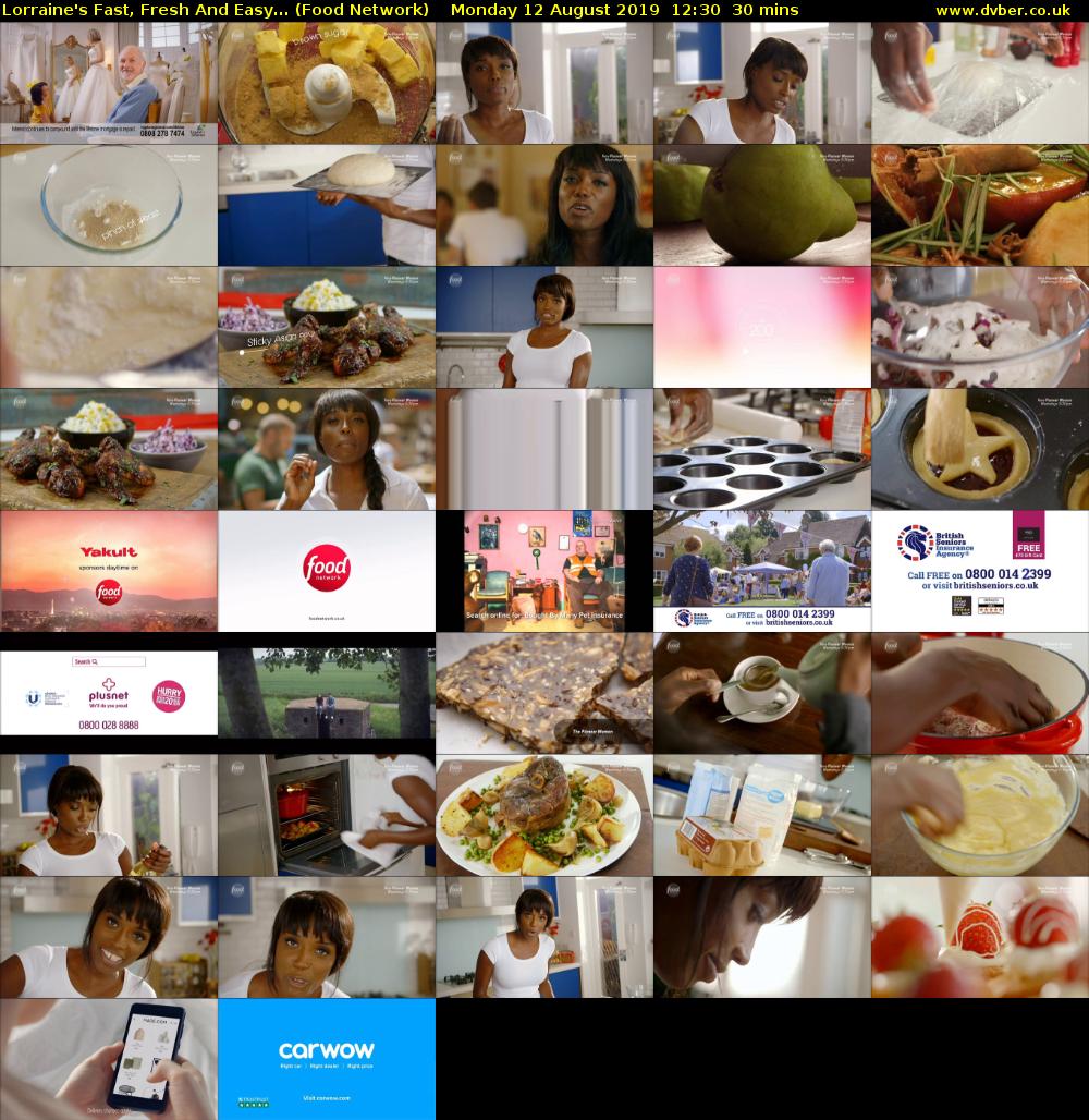 Lorraine's Fast, Fresh And Easy... (Food Network) Monday 12 August 2019 12:30 - 13:00