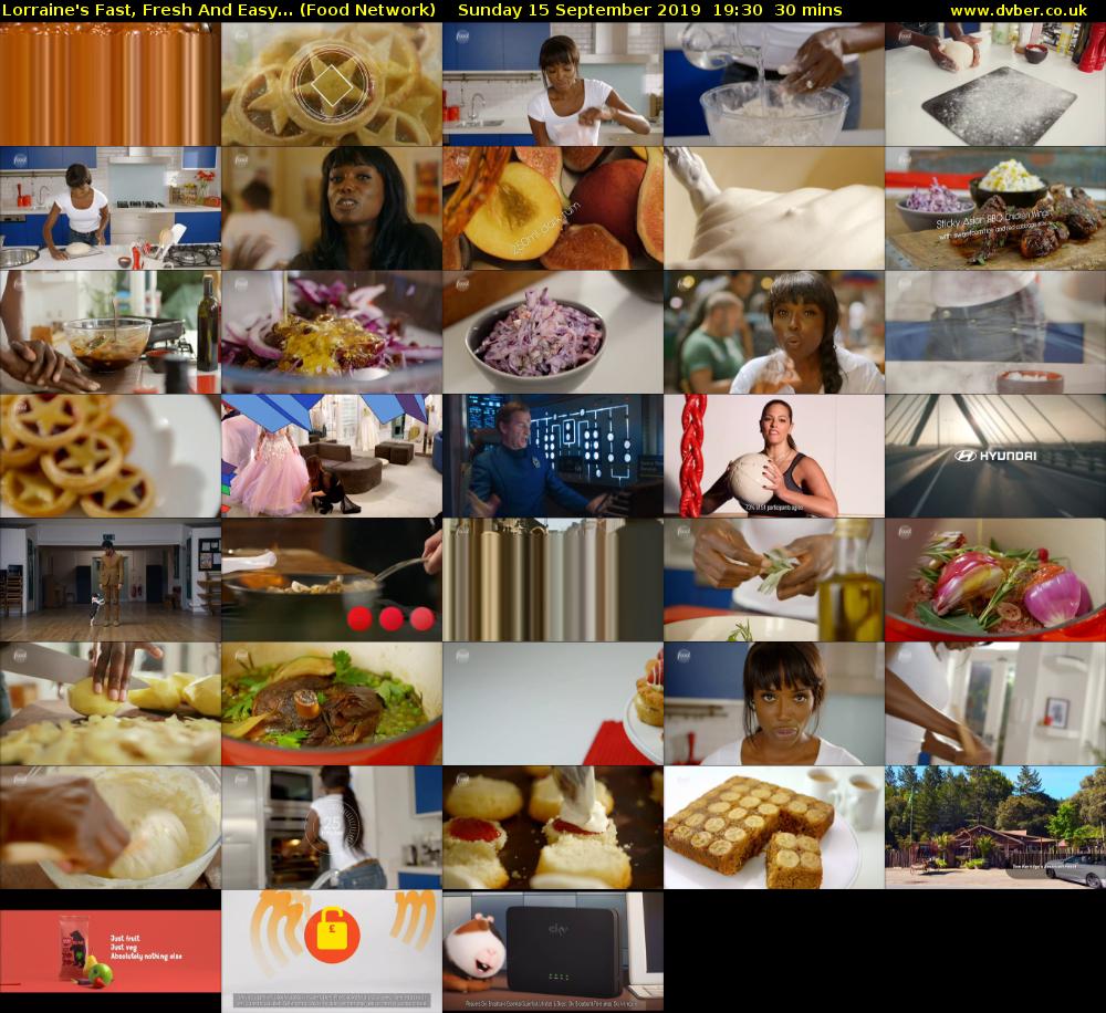 Lorraine's Fast, Fresh And Easy... (Food Network) Sunday 15 September 2019 19:30 - 20:00