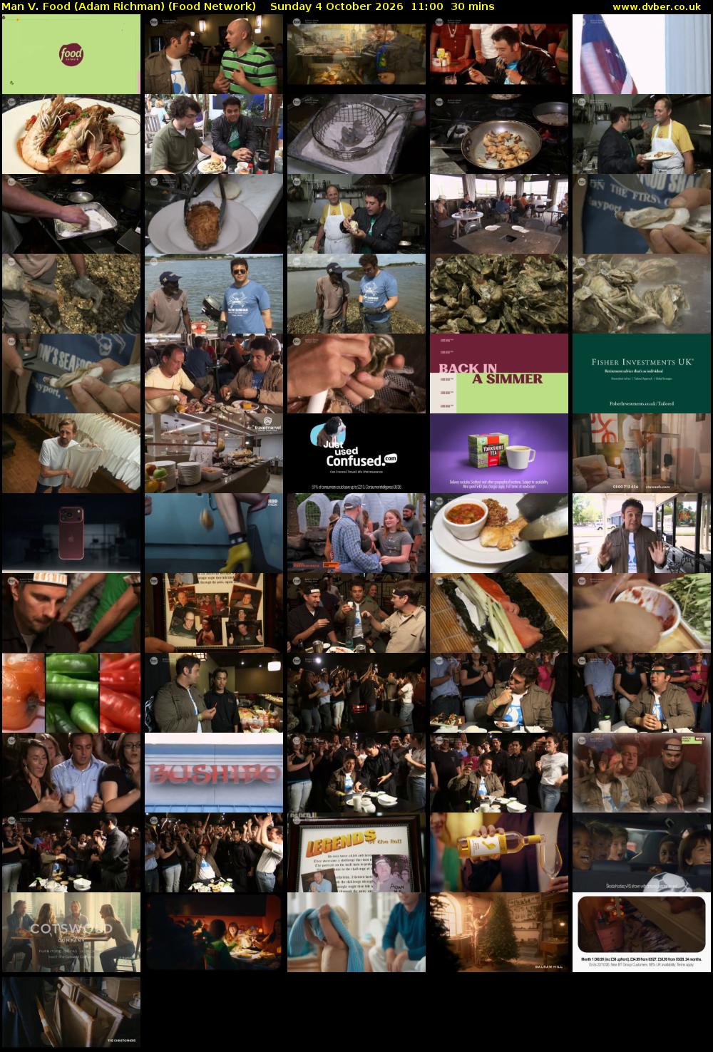 Man V. Food (Adam Richman) (Food Network) Sunday 4 October 2026 11:00 - 11:30