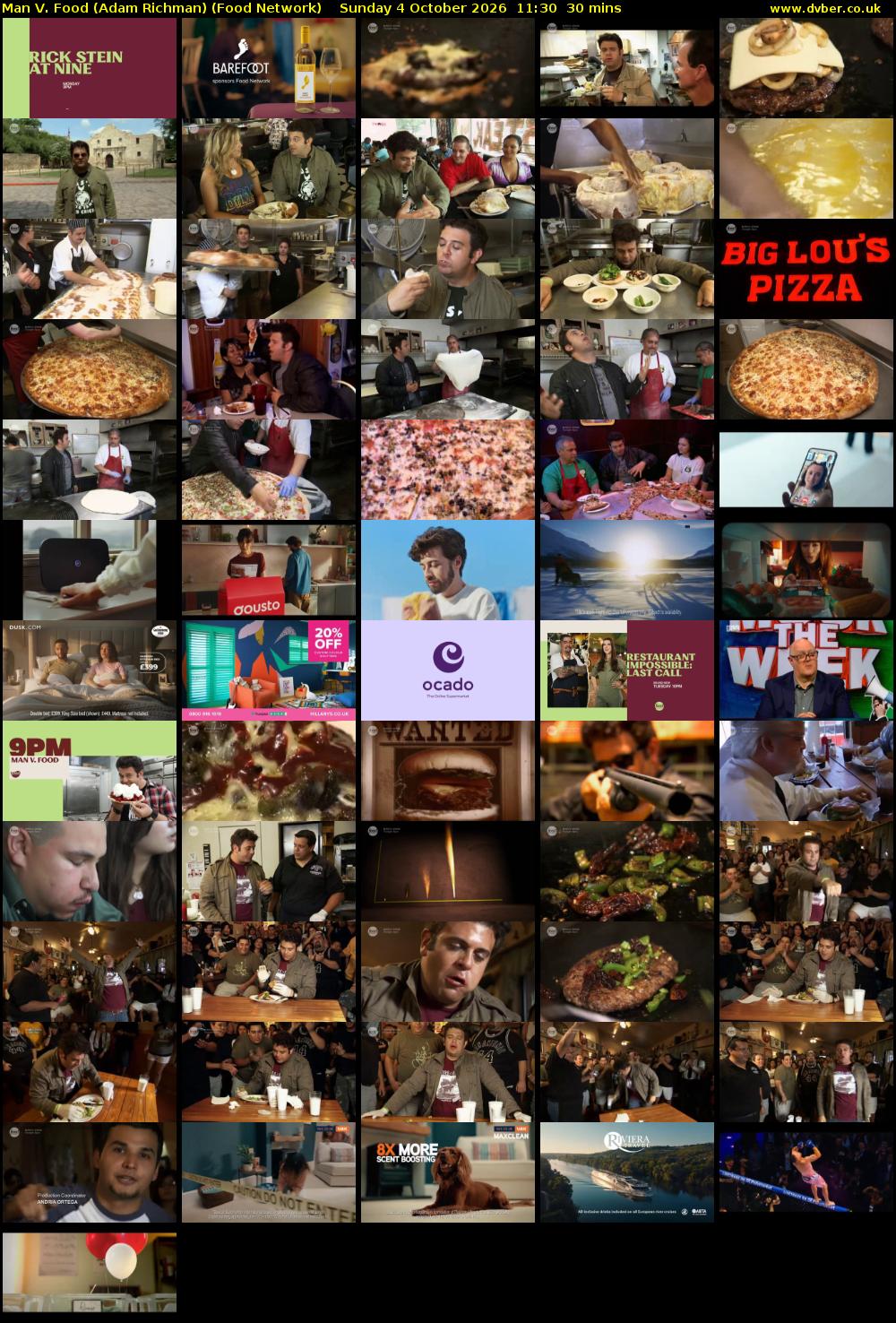 Man V. Food (Adam Richman) (Food Network) Sunday 4 October 2026 11:30 - 12:00
