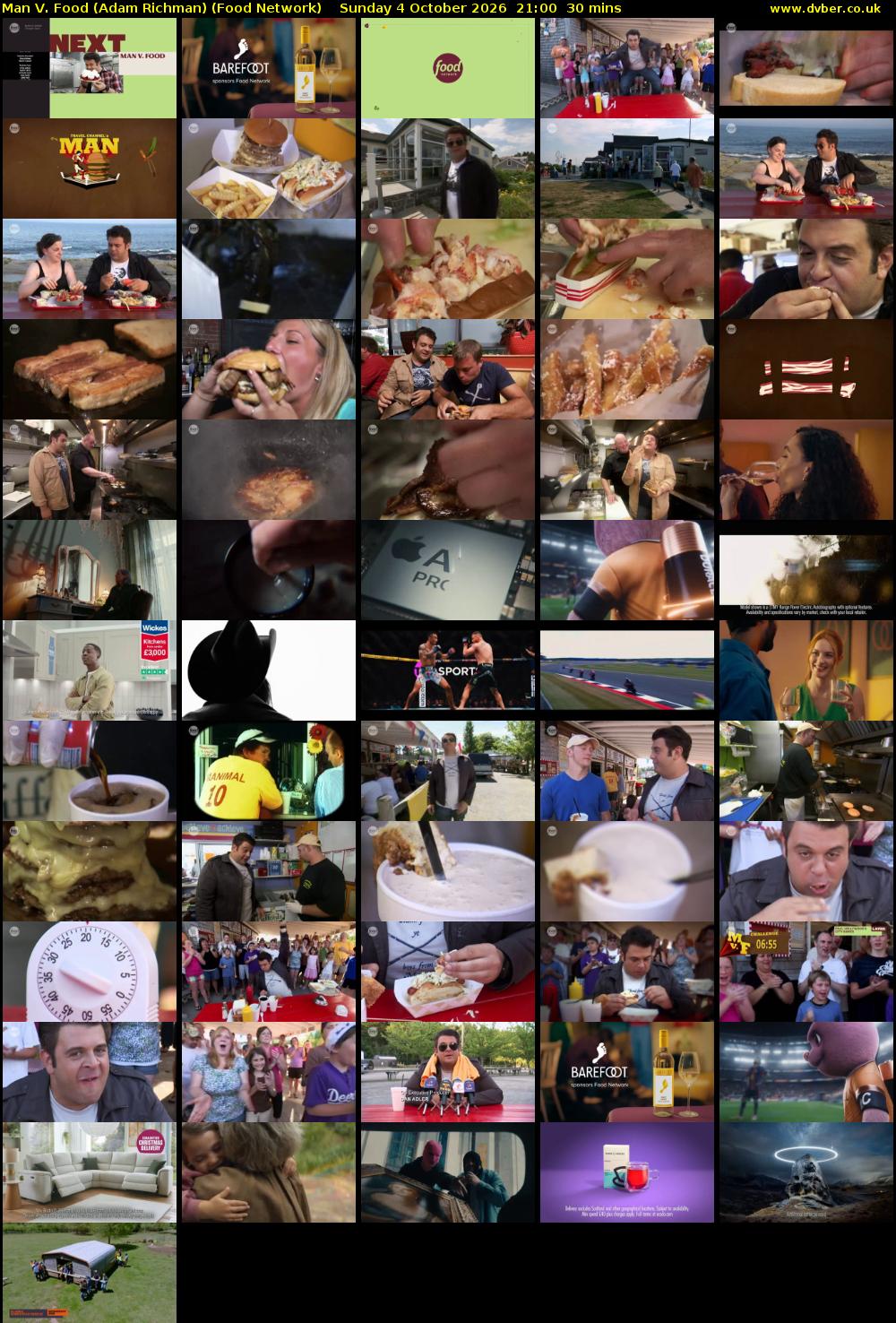 Man V. Food (Adam Richman) (Food Network) Sunday 4 October 2026 21:00 - 21:30