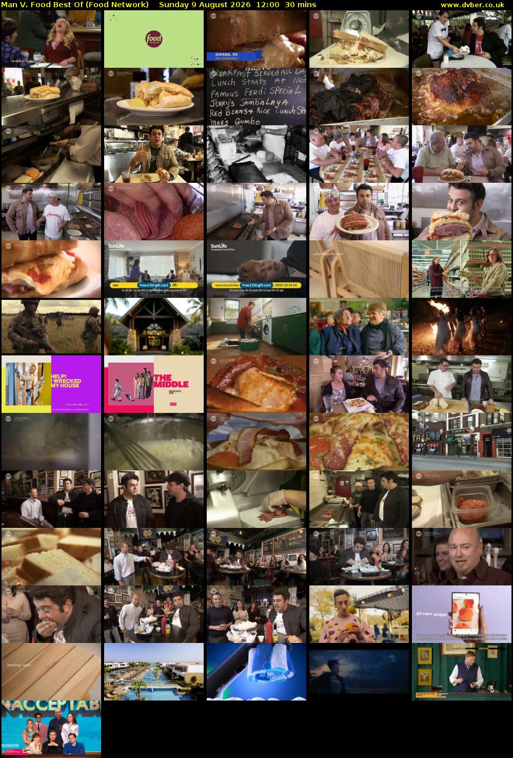 Man V. Food Best Of (Food Network) Sunday 9 August 2026 12:00 - 12:30