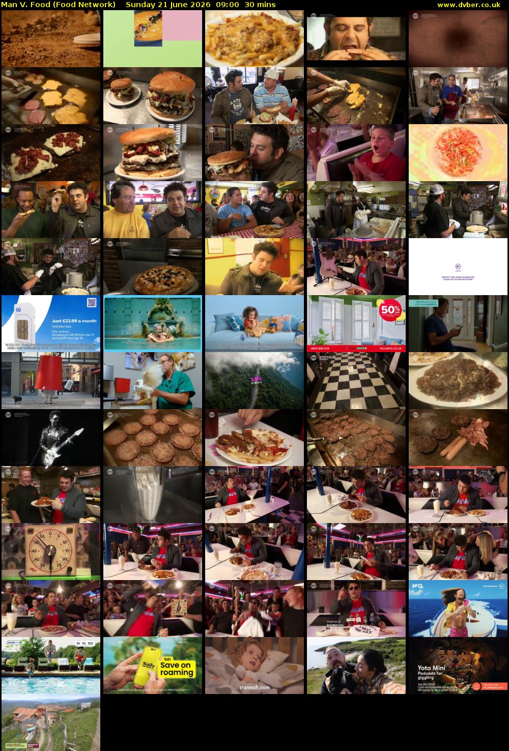 Man V. Food (Food Network) Sunday 21 June 2026 09:00 - 09:30