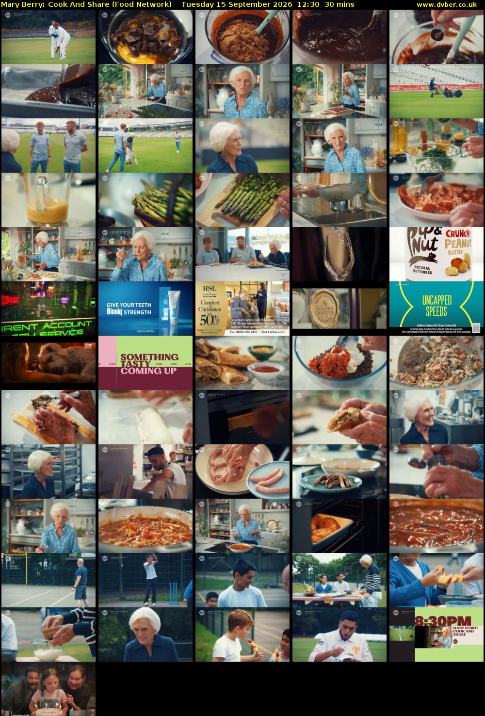 Mary Berry: Cook And Share (Food Network) Tuesday 15 September 2026 12:30 - 13:00