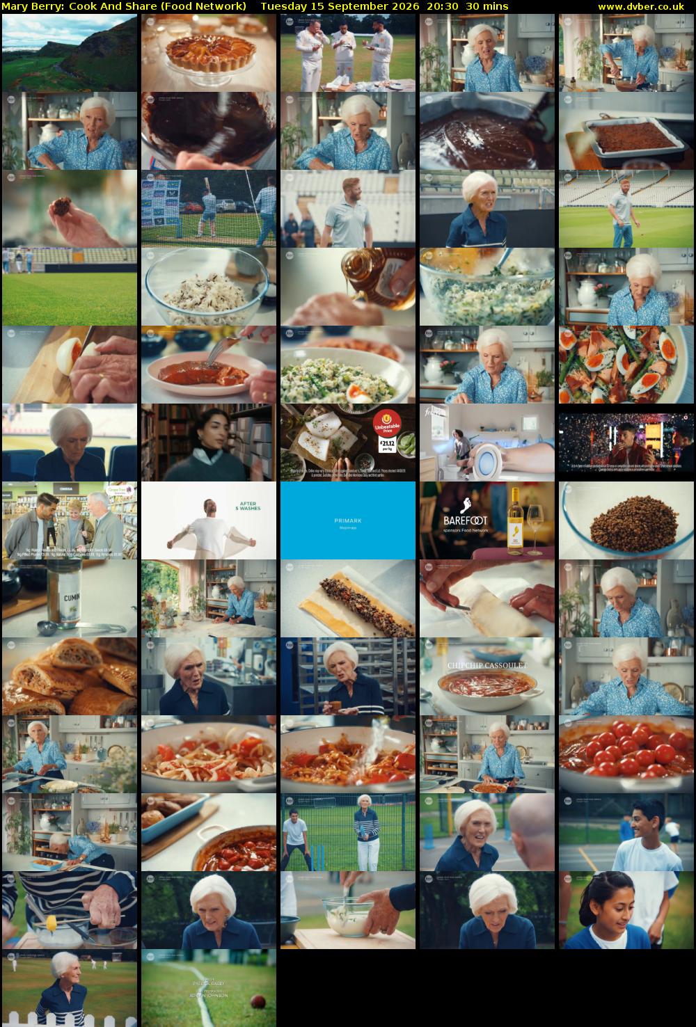Mary Berry: Cook And Share (Food Network) Tuesday 15 September 2026 20:30 - 21:00