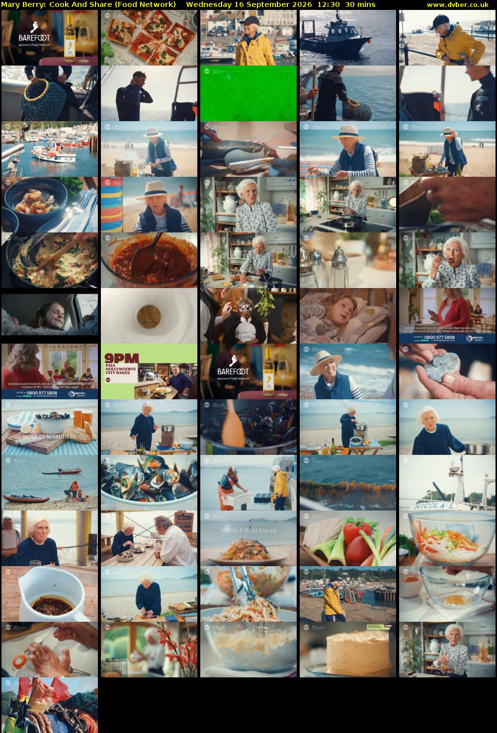 Mary Berry: Cook And Share (Food Network) Wednesday 16 September 2026 12:30 - 13:00