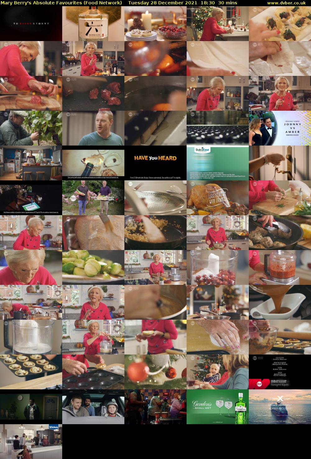 Mary Berry's Absolute Favourites (Food Network) Tuesday 28 December 2021 18:30 - 19:00