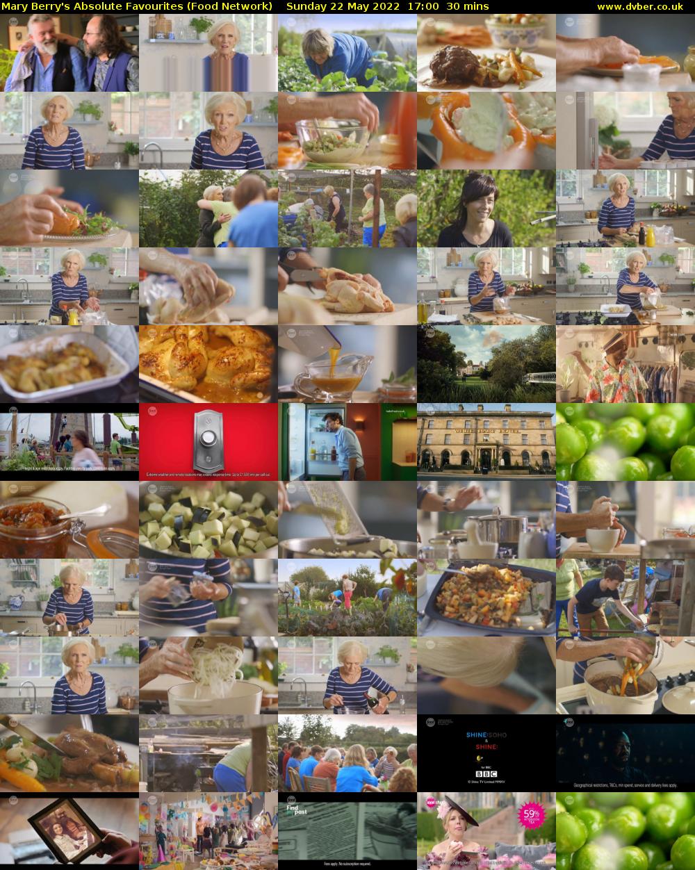Mary Berry's Absolute Favourites (Food Network) Sunday 22 May 2022 17:00 - 17:30