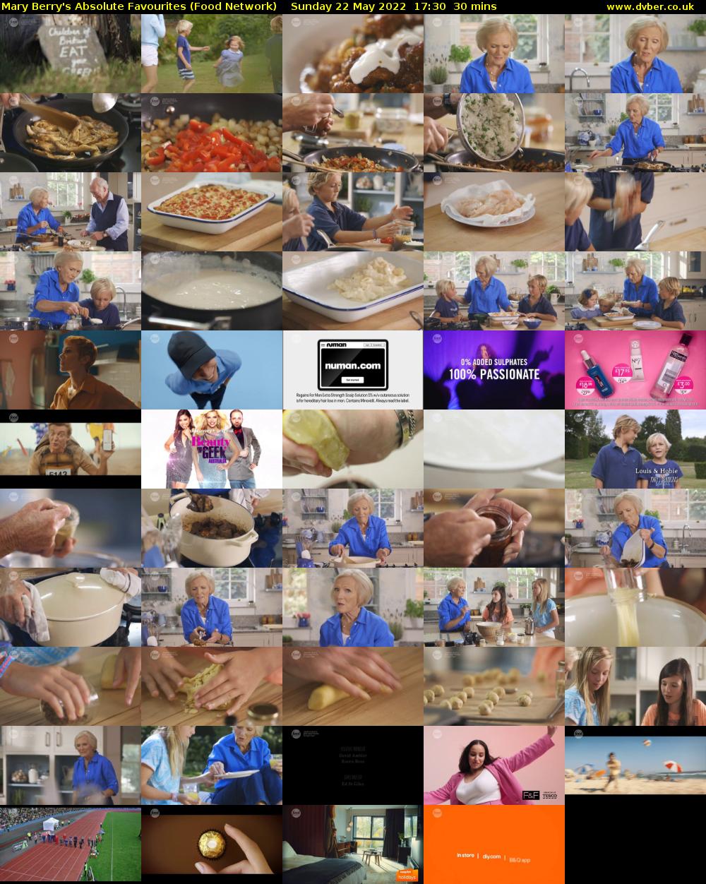 Mary Berry's Absolute Favourites (Food Network) Sunday 22 May 2022 17:30 - 18:00