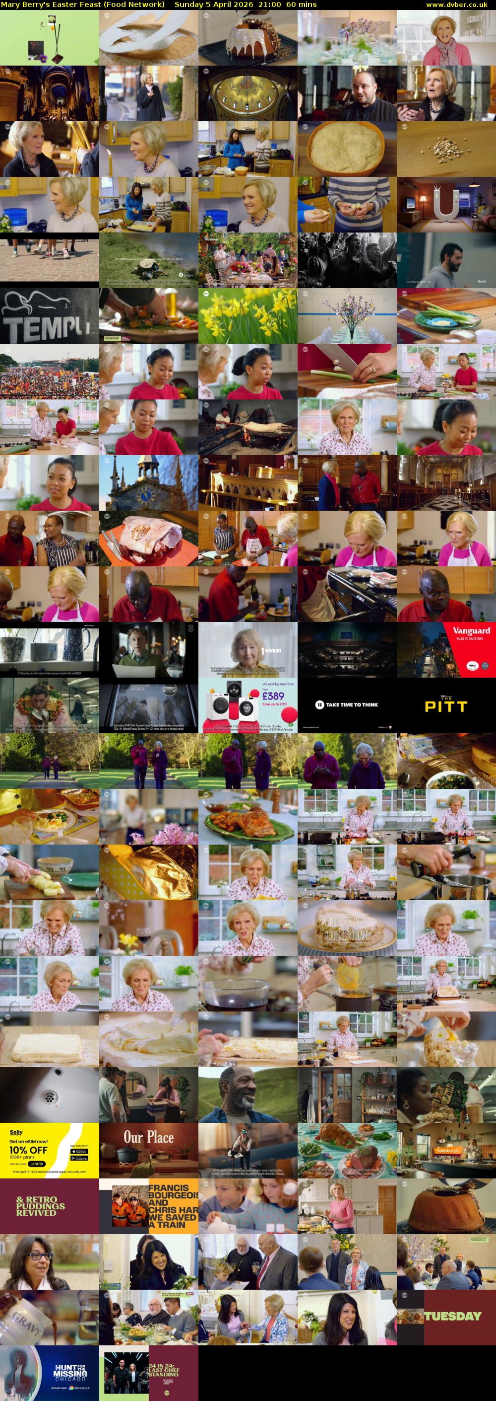 Mary Berry's Easter Feast (Food Network) Sunday 5 April 2026 21:00 - 22:00