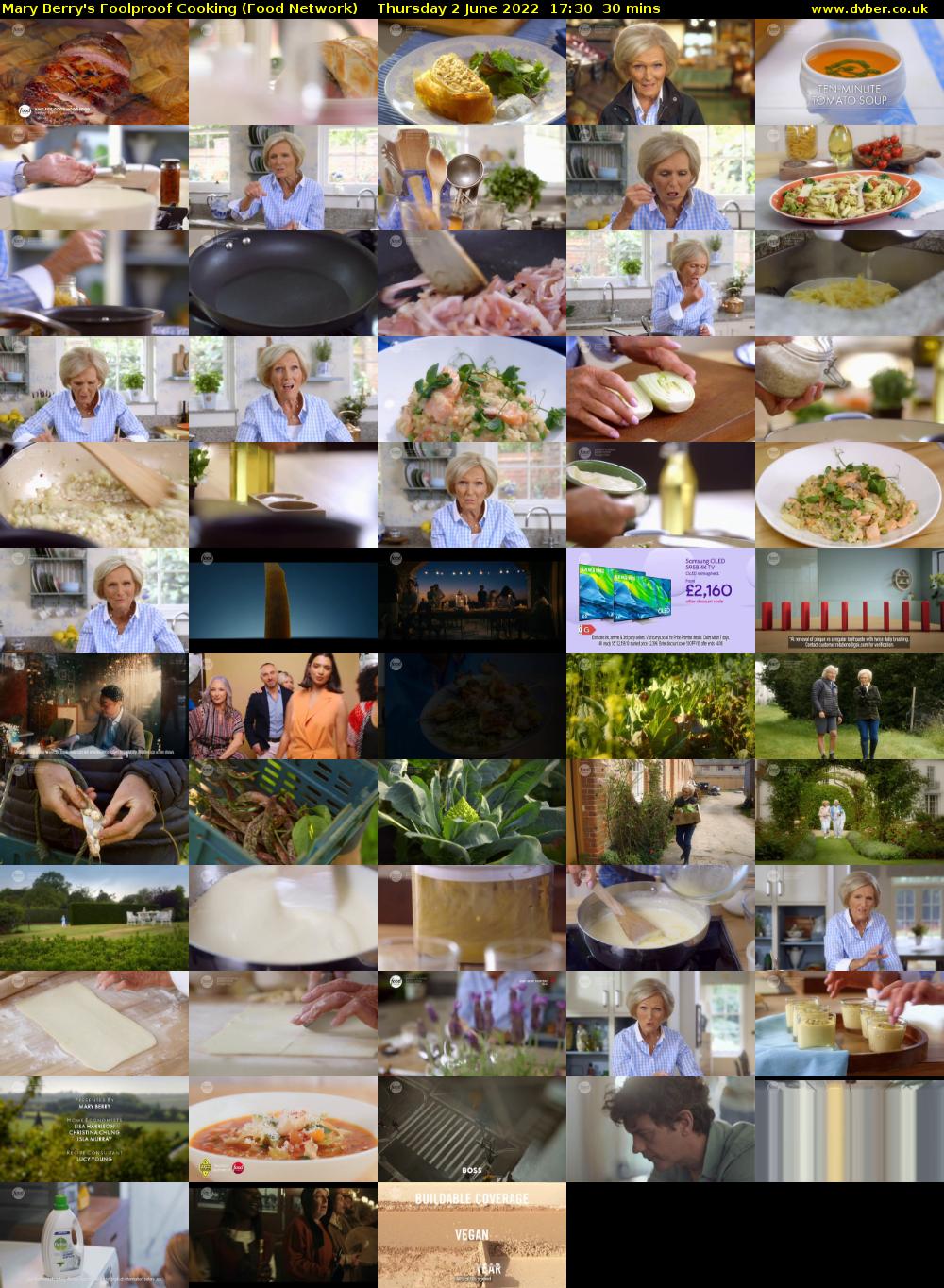 Mary Berry's Foolproof Cooking (Food Network) Thursday 2 June 2022 17:30 - 18:00