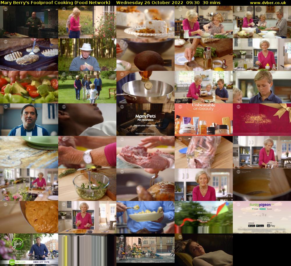 Mary Berry's Foolproof Cooking (Food Network) Wednesday 26 October 2022 09:30 - 10:00