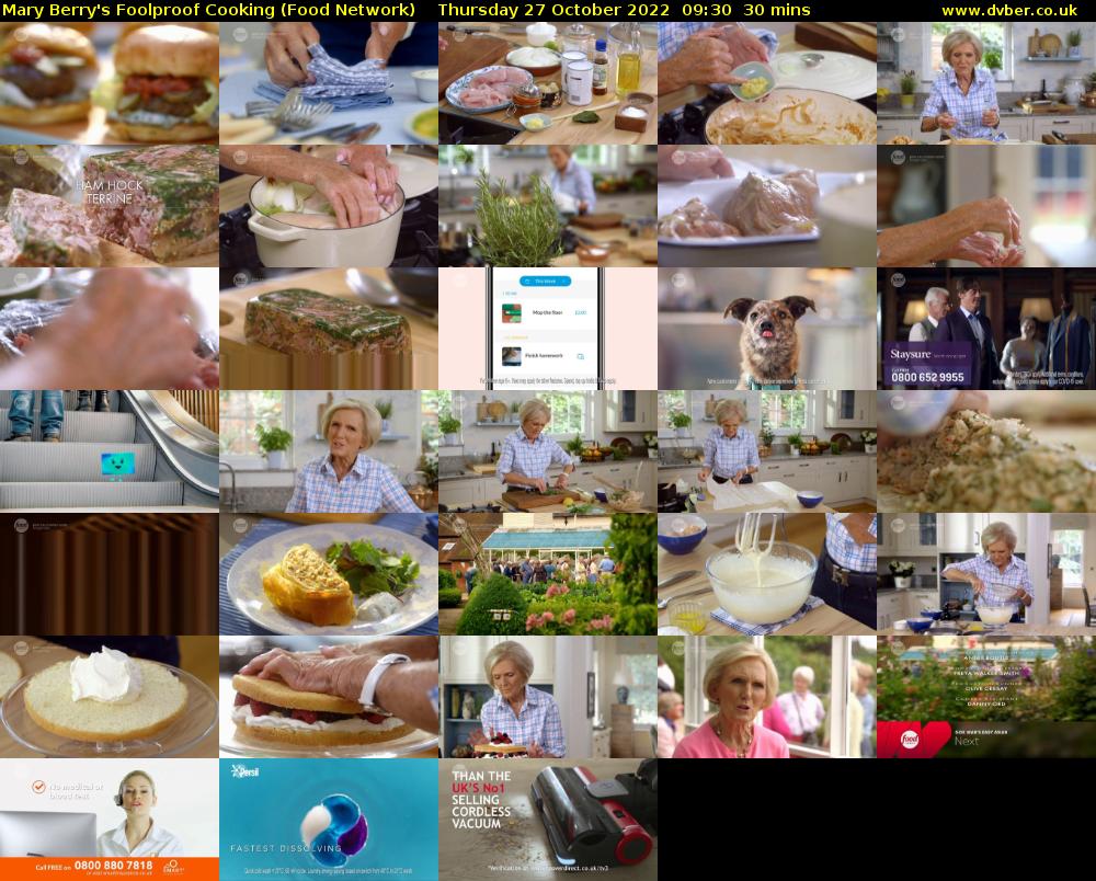 Mary Berry's Foolproof Cooking (Food Network) Thursday 27 October 2022 09:30 - 10:00