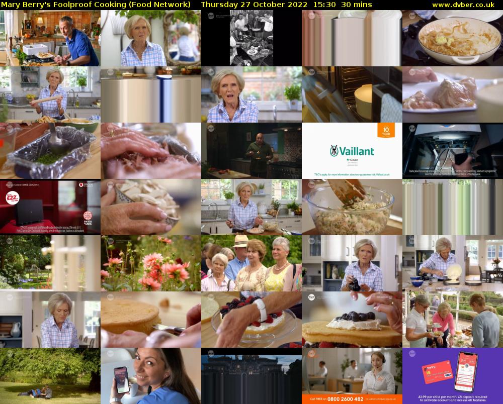 Mary Berry's Foolproof Cooking (Food Network) Thursday 27 October 2022 15:30 - 16:00