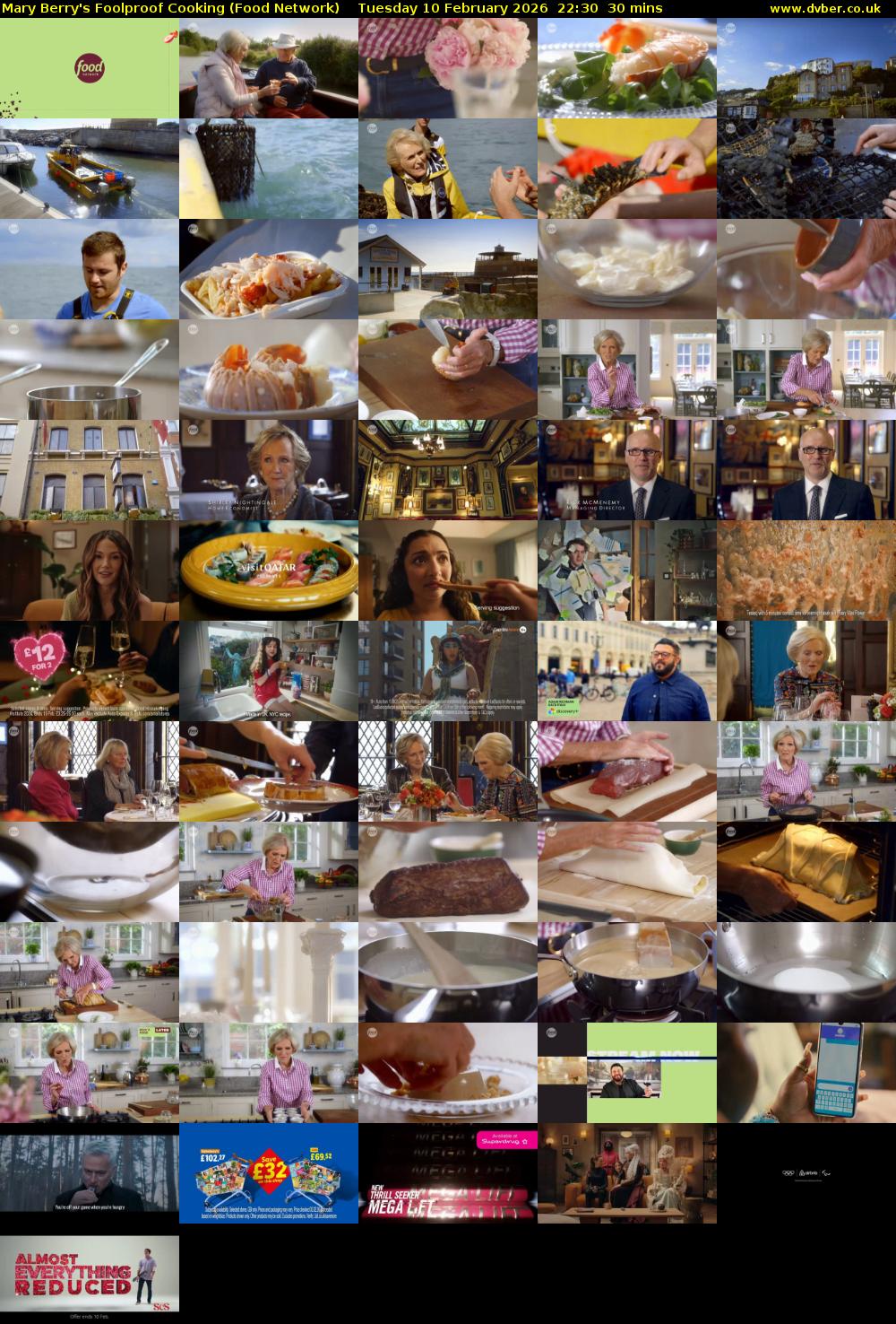 Mary Berry's Foolproof Cooking (Food Network) Tuesday 10 February 2026 22:30 - 23:00
