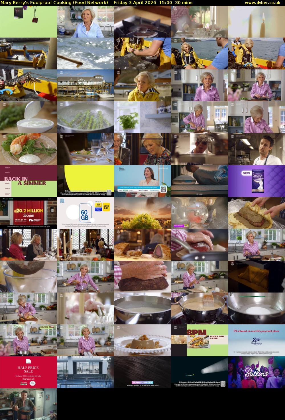 Mary Berry's Foolproof Cooking (Food Network) Friday 3 April 2026 15:00 - 15:30