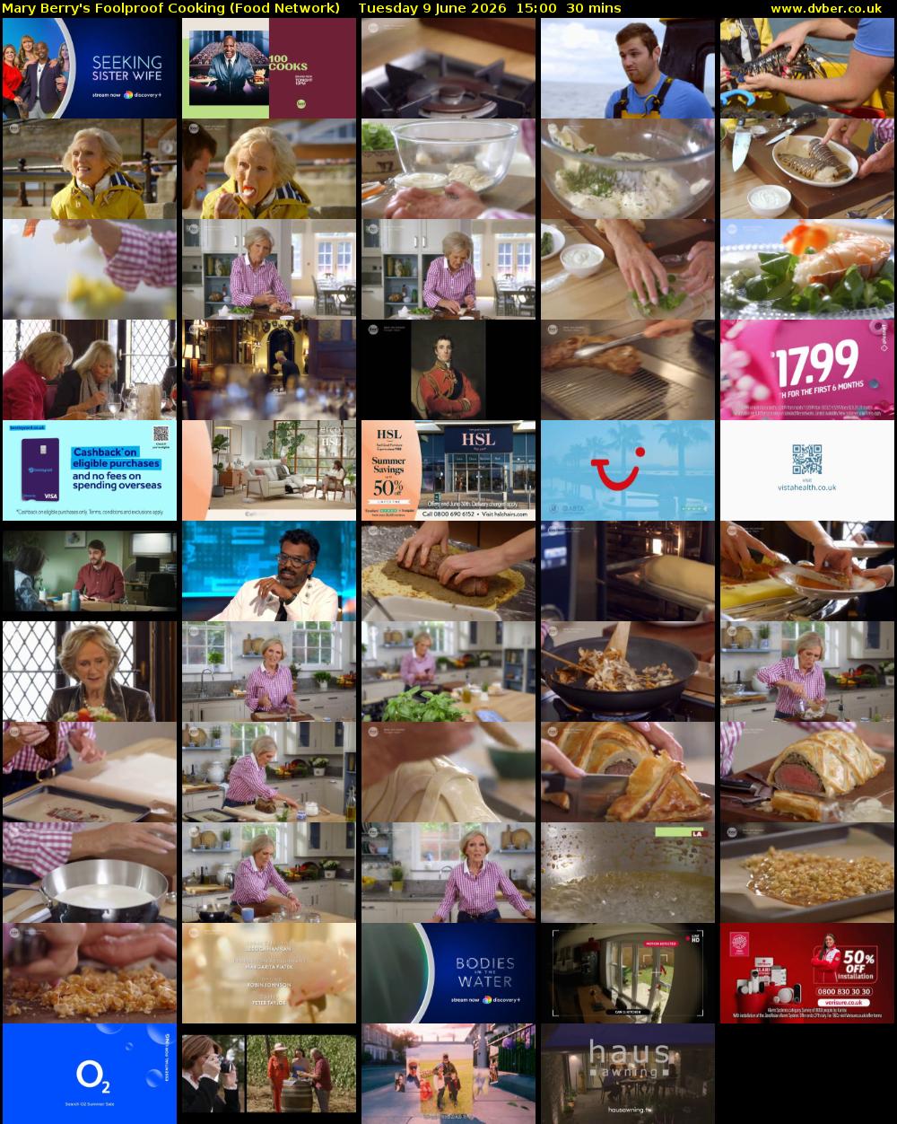 Mary Berry's Foolproof Cooking (Food Network) Tuesday 9 June 2026 15:00 - 15:30