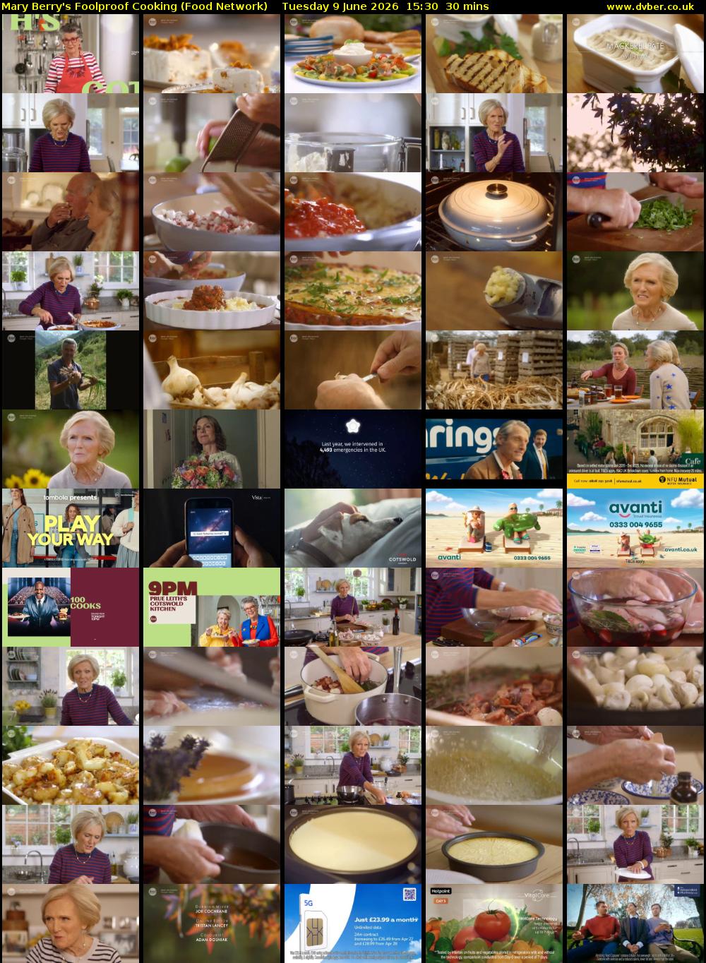Mary Berry's Foolproof Cooking (Food Network) Tuesday 9 June 2026 15:30 - 16:00