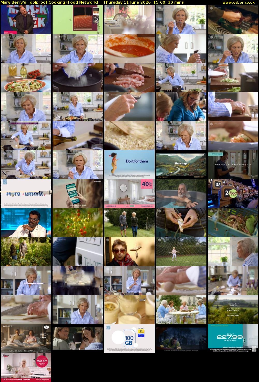 Mary Berry's Foolproof Cooking (Food Network) Thursday 11 June 2026 15:00 - 15:30