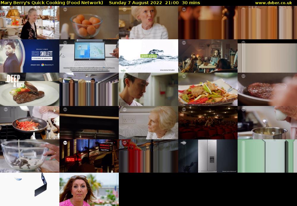 Mary Berry's Quick Cooking (Food Network) Sunday 7 August 2022 21:00 - 21:30