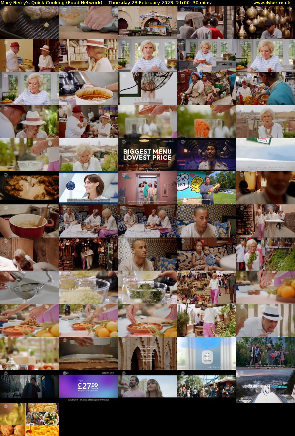 Mary Berry's Quick Cooking (Food Network) Thursday 23 February 2023 21:00 - 21:30