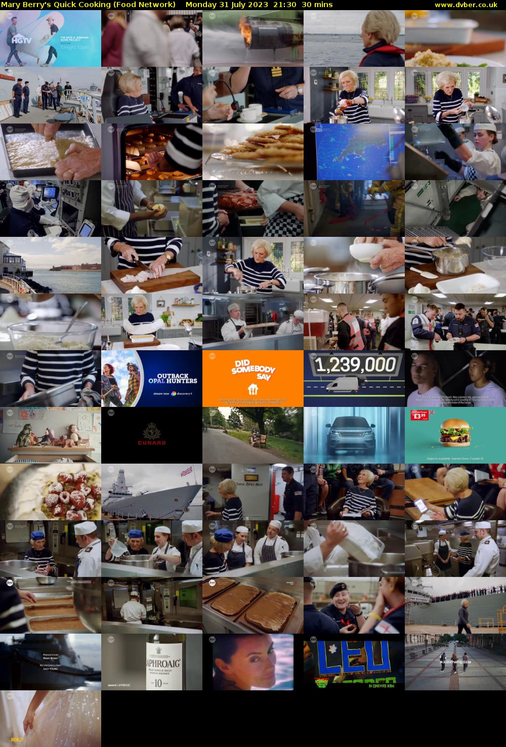 Mary Berry's Quick Cooking (Food Network) Monday 31 July 2023 21:30 - 22:00
