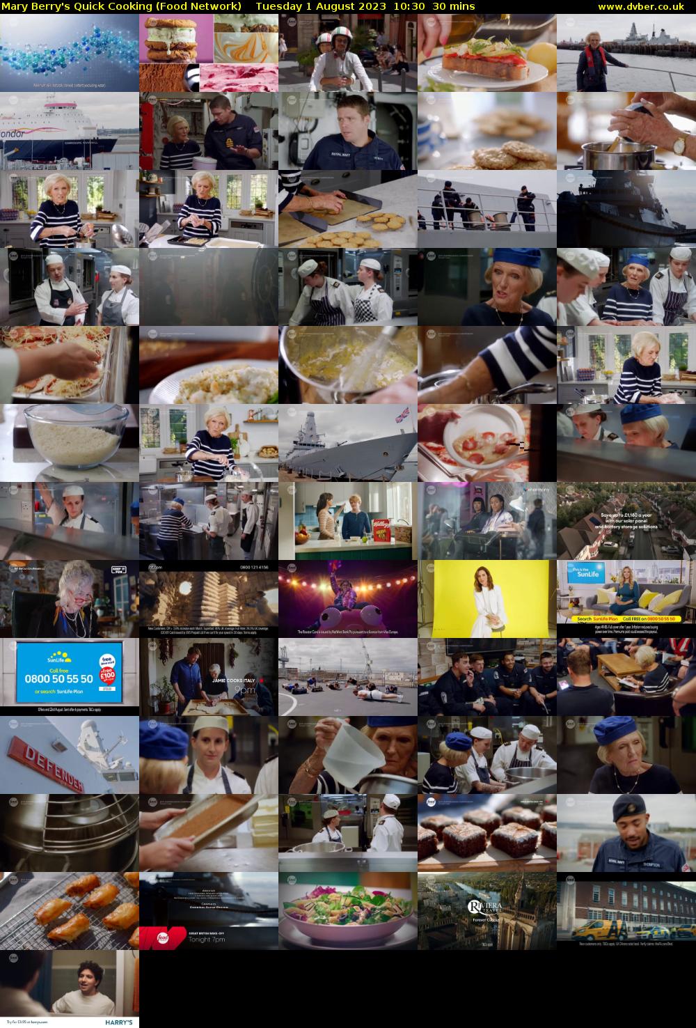 Mary Berry's Quick Cooking (Food Network) Tuesday 1 August 2023 10:30 - 11:00