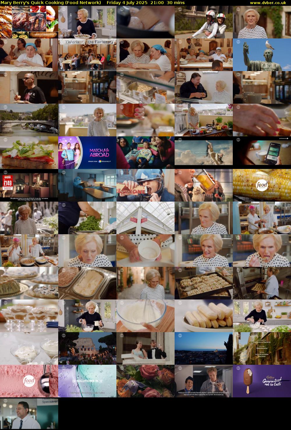 Mary Berry's Quick Cooking (Food Network) Friday 4 July 2025 21:00 - 21:30