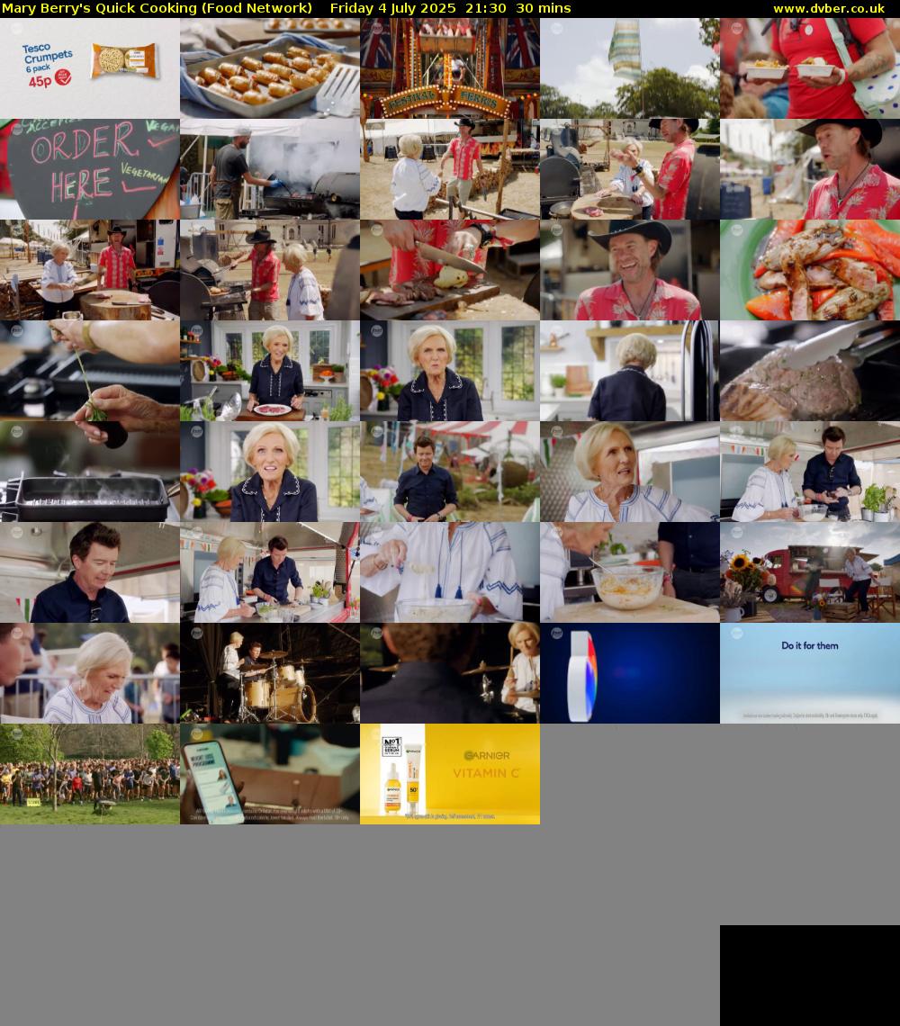 Mary Berry's Quick Cooking (Food Network) Friday 4 July 2025 21:30 - 22:00