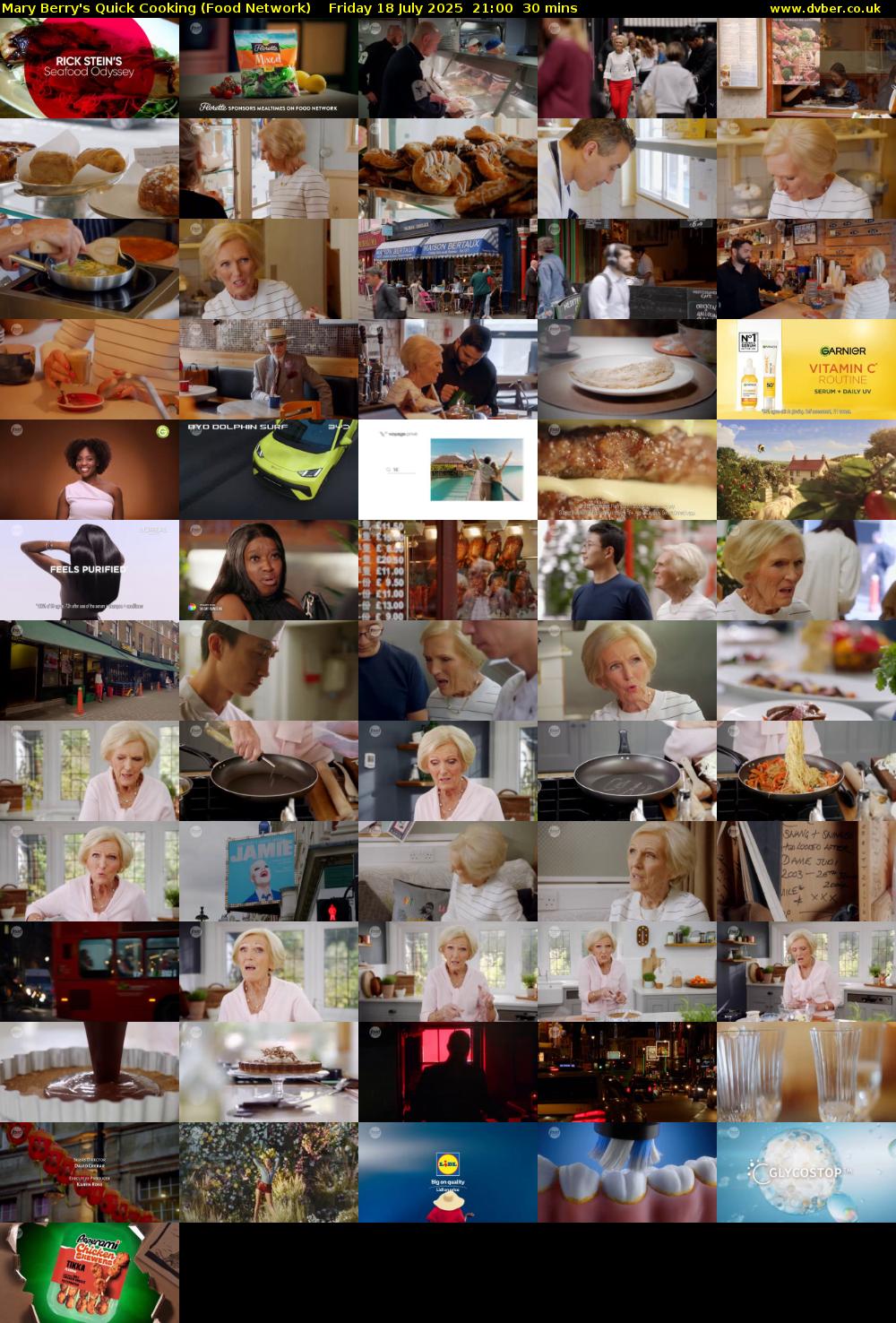 Mary Berry's Quick Cooking (Food Network) Friday 18 July 2025 21:00 - 21:30